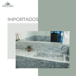 Bancada em mármore importado com acabamento sofisticado – Mineração Monte Alto