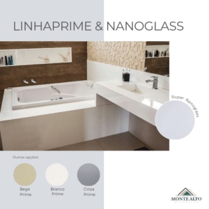 Bancada de banheiro em Super Nanoglass da Linha Prime – Mineração Monte Alto