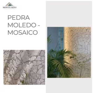 Revestimento em Pedra Moledo Mosaico aplicado em paredes internas e externas – Mineração Monte Alto