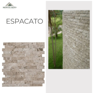 Revestimento em pedra natural Espacato aplicado em parede externa – Mineração Monte Alto